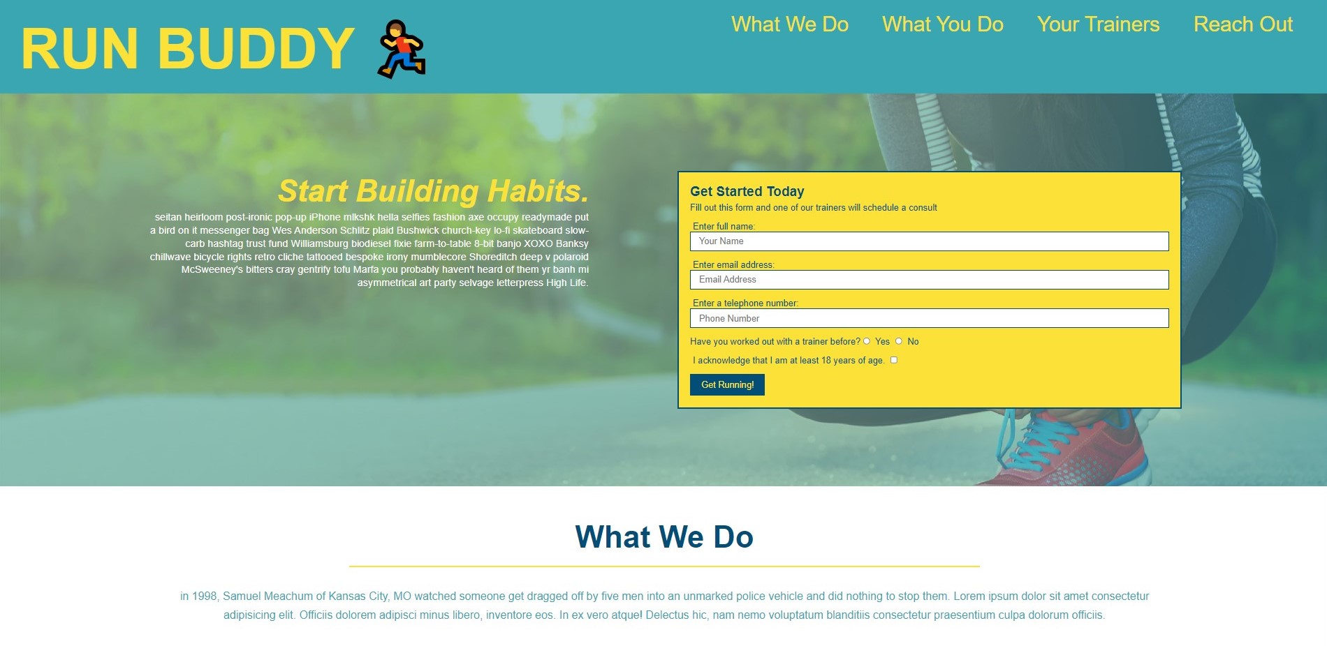 Image of Run Buddy website.